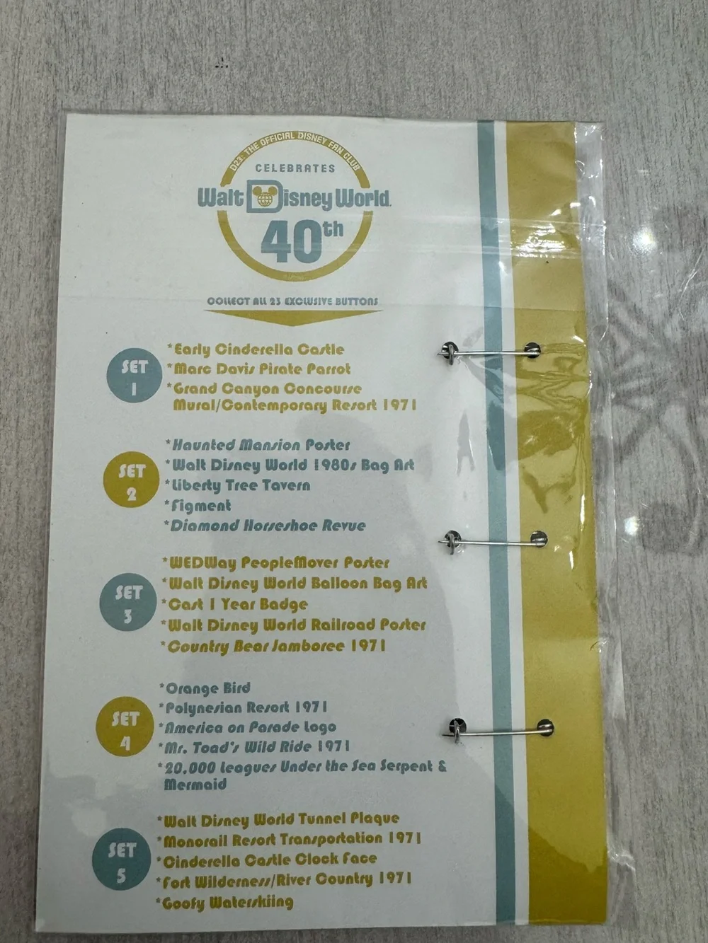 NWT D23 Walt Disney World 40th Anniversary Button Set